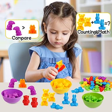 Counting Animals Color Sorting Matching Games with Sorting Bowls Montessori Sensory Early Educational Toys Learning Fine Motor Skill & Counting Math Toys Gift for 3 4 5 Year Old Boys Girls - Image 5