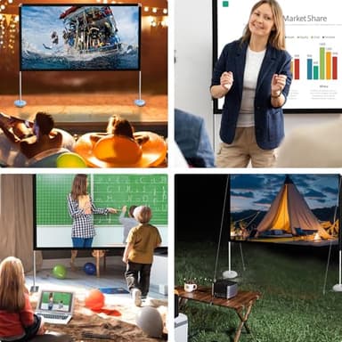 Portable Projector Screen Stand Outdoor: Movie Projection Screen 80 inch 4K HD16:9 Outside Screen with Carry Bag for Home Theater Backyard Cinema Travel Foldable Anti Crease - Image 2