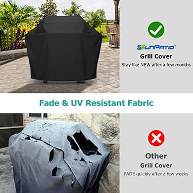 SunPatio Grill Cover 55 Inch, Outdoor Heavy Duty Waterproof Barbecue Gas Cover, UV & Fade Resistant, All Weather Protection Compatible for Weber Charbroil Nexgrill Kenmore Grills and More, Black - Image 4