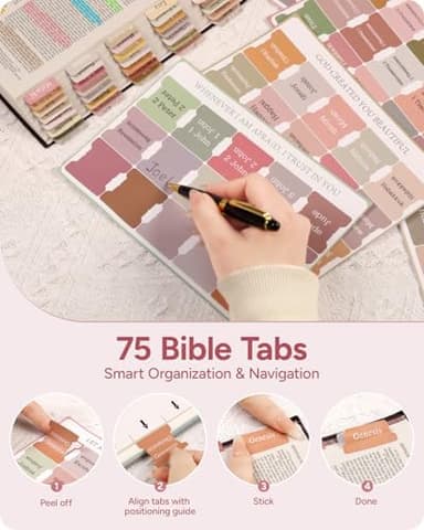 Bible Journaling Kit – Quilted Bible Cover Case for Women, 31 Highlighters, 75 Tabs, Bible Study Supplies & Christian Gift for Women and Teens (Shoulder Strap, Blush Pink - Image 8