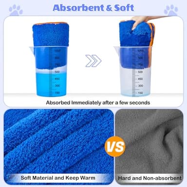 Glittme 3Pcs Dog Towels, Soft and Absorbent for Drying Dogs, Medium, Quick Drying, Microfiber, 35"x20, Blue - Image 5