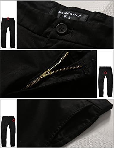Match Men's Slim Fit Tapered Stretchy Casual Pants (32W x 31L, 8050 Black) - Image 4