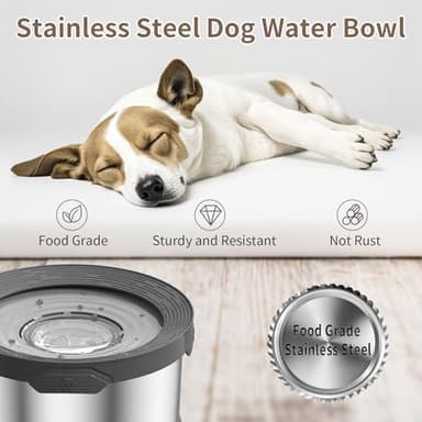 10L Dog Water Bowl No Spill 2.6 Gallon Super Large Capacity Stainless Steel No Splash Dog Bowls 338oz Slow Drinking Feeder with Non-Slip Base Pet Water Dispenser for Dogs - Image 8