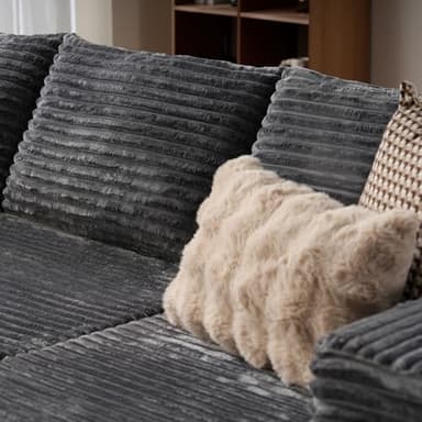ovios 104" Cloud Sectional Couch with L-Shape Chaise,Modern Modular Sofa with Deep Seat, Upholstered Couches for Living Room Bedroom,No Assembly Required, Grey (Plush Corduroy Fabric) - Image 9