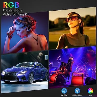 RGB Photography Lighting Kit, 50W Bi-Color Professional LED Studio Lights, 2300k~8500k Dimmable Photo Lights for Photography Filming Camera Video Recording Stage Shooting Streaming YouTube TikTok - Image 2