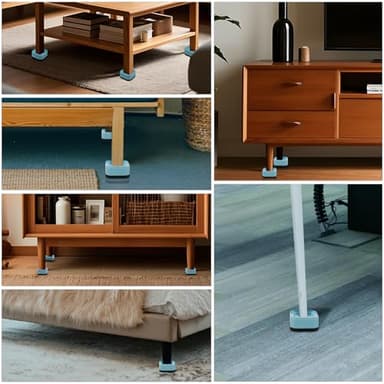 Kvoike 12 Pack Furniture Risers, Adjustable Bed Risers Heavy Duty Stackable Bed Raisers for Table Desk Couch Chair Sofa Cabinet Bed Legs Lift Height 1" - Image 6