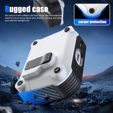 RFUNGUANGO for AirPods Pro Case Cover with Secure Lock Clip, Automatic Pop-up Case Full-Body Shockproof Hard Protective Cover for AirPods Pro 2023/2022/2019 - White - Image 3