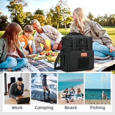HSHRISH Lunch Box for men, Large Expandable Insulated Lunch Bag, Durable Waterproof Leakproof Tactical Cooler Bag for Adults Men to Work Picnic Beach Day Trips, 24 Cans/16 L, Black - Image 7
