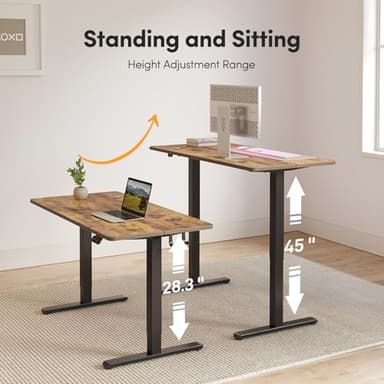 FEZIBO Electric Standing Desk Adjustable Height, 48 x 24 Inch Sit and Stand Desk, Home Office Desk, Ergonomic Workstation Computer Desk, Rustic Brown - Image 4