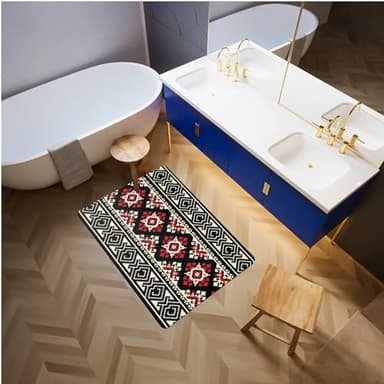 Front Door Mat Indoor Outdoor Rugs Washable Mat Heavy Duty Non Slip Rubber, Indian Geometry Soft Absorbs Water Dirt Trapping Mats for Home Garden Entryway Outside 24" x 16" - Image 6