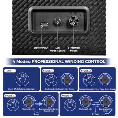 ANWBROAD Watch Winder for Automatic Watches, 4 Modes Automatic Single Watch Winder with Next Gen LED Crystal Design, Rotating Watch Case with Super Quiet Motor, Type-c Adapter or Battery Powered - Image 5