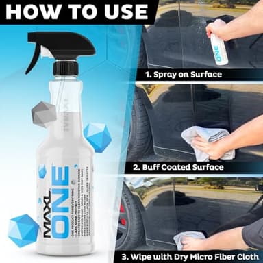 MAXLONE ™ Car Spray with Triphene® Technology, Quick Spray & Wipe All Purpose Waterless Detailer - Clean, Shine, Protect Paint, Glass, Wheels, Trim Without Pre-Washing (20oz, 2 Micro Fiber Cloth) - Image 2