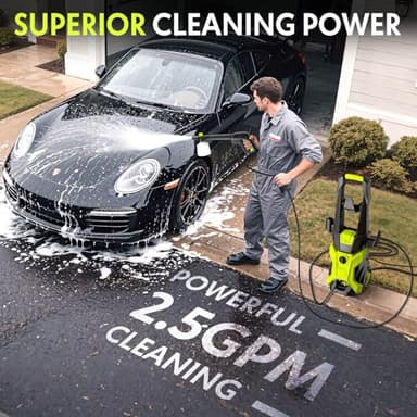 Electric Pressure Washer - 2.5 GPM Portable Lightweight Power Washer, 4 Quick-Connect Nozzles & Adjustable Soap Tank Pressure Washers for Cars, Driveways, Patios, Fences, Decks, Facade, Home Cleaning - Image 2