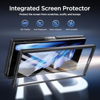 TONGATE Wallet for Z Fold 6 Case with Glass Screen Protector, [4-Card Holder] Built-in Large Stand & Slide Camera Cover Z6 Shockproof Phone Case for Samsung Galaxy Z Fold 6 2024, HD Black - Image 5