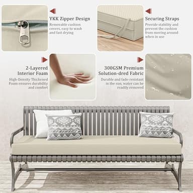 Tounosnt Outdoor Bench Cushion Inch Thick Waterproof Patio Furniture Cushions (Cream, 60 x 18 x 3.5) - Image 3