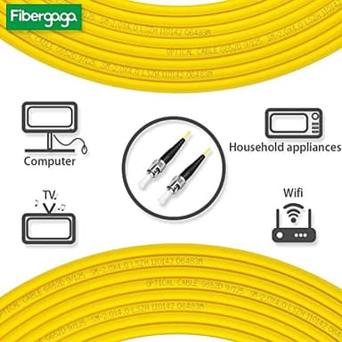 Fibergaga-50M(165ft) OS2 ST to ST Fiber Patch Cable Single Mode, Simplex, Length Option: 0.5M(1.6ft)-30m(98ft) 9/125µm 2.0mm Diameter Fiber Optic Jumper Cable, OS1/OS2 Compatible - Image 3