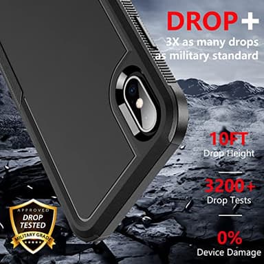 SPIDERCASE for iPhone Xs Max Case, [10 FT Military Grade Drop Protection] [Non-Slip] [2 pcs Tempered Glass Screen Protector] Shockproof Airbag Cushion Protective Case for iPhone Xs Max 6.5” (Black) - Image 3