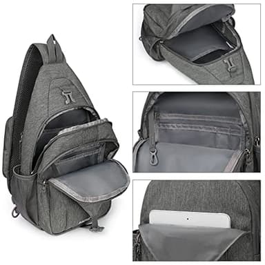 G4Free Sling Bag RFID Blocking Sling Backpack Crossbody Chest Bag Daypack for Hiking Travel(DimGray) - Image 5