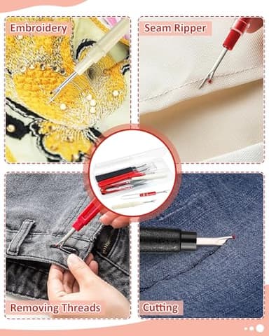 FIVEIZERO Seam Rippers for Sewing – 2 Big and 2 Small Stitch Remover Tools, Thread Ripper, Embroidery Removal Tool with Thread Snips - Image 5