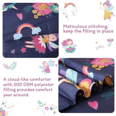JSD Fairy Toddler Bedding Set, 4 Piece Bed-in-Bag Toddler Comforter and Sheet Set, Machine Washabale Comfortable - Image 3