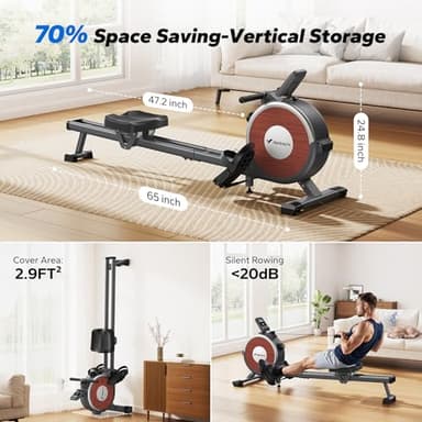 Merach Rowing Machine, Magnetic Rower Machine for Home, 16 Levels of Quiet Resistance, Dual Slide Rail with Max 350lb Weight Capacity, App Compatible with LCD Monitor, Q1S - Image 8