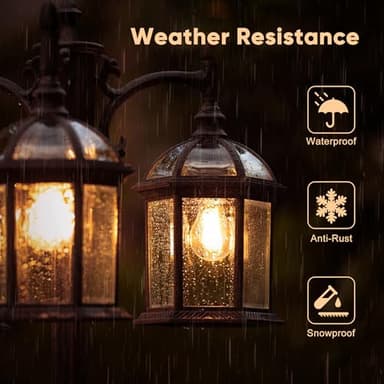 Dusk to Dawn Outdoor Lamp Post Light with 3 LED Bulbs, Triple Head Aluminum Street Light Post for Outside with Sensor, Waterproof Birdcage Pole Lighting Fixture for Backyard Garden Patio Bronze - Image 4