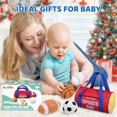 KMUYSL Baby Toys 0-12 Months, My First Sports Bag Plush Toy - 4 Sensory Balls Soft Toys with Crinkle, Rattles for 0-3-6-9-12 Month Newborn Infant, 1st Birthday for Babies Boys Girls Age 1 - Image 7