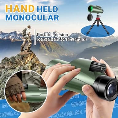 12x56 Monoculars for Adults High Powered, HD BAK4 FMC Monocular Telescope with Smartphone Adapter & Tripod, Portable Lightweight Monocular Scope for Bird Watching, Stargazing, Concerts & Sports Events - Image 5