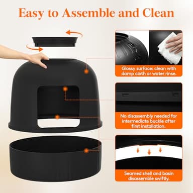 Lifewit Litter Box Cat with Faux Plant & Scoop, Hidden Enclosure Litter Tray with Odor Control & Carbon Filter in Living Room, Bedroom, Corner, Black - Image 4