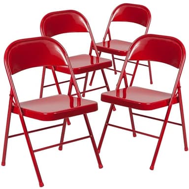 Flash Furniture 4 Pack HERCULES Series Double Braced Red Metal Folding Chair - Image 1