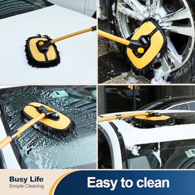 Yocada Car Wash Brush Mop 15° Curved with 43" Telescopic Aluminum Long Handle Microfiber Car Cleaning Mop for Car Wash Truck Boat Wheel with 1 Chenille Replacement Head - Image 5