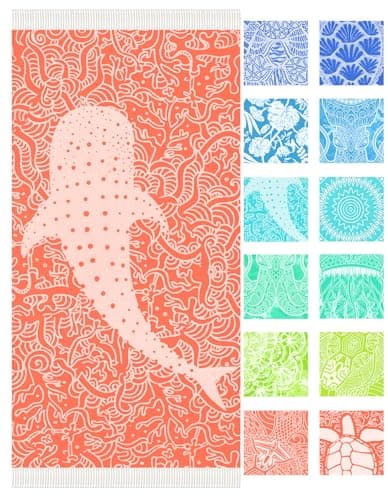 Vikumond Thin Turkish Beach Towel Lightweight Soft Cotton Extra Large XL Oversized Sand Free Sandproof Absorbent Quick Dry Towels Cloud Bath Pool Travel Compact Essentials Accessories for Adult Gifts - Image 1