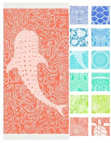 Vikumond Thin Turkish Beach Towel Lightweight Soft Cotton Extra Large XL Oversized Sand Free Sandproof Absorbent Quick Dry Towels Cloud Bath Pool Travel Compact Essentials Accessories for Adult Gifts - Image 1