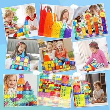 Paaxido Magnetic Tiles - 100 Pieces Magnetic Blocks for Kids, Magnet Tiles Building Blocks Set, Construction STEM Magnet Toys Gift for Kids, Boys and Girls 3 4 5 6 7 8+ Year Old - Image 8