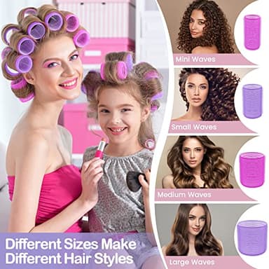 33 Piece Hair Rollers set, Self Grip Hair Rollers for Long Medium Short Hair, ELASO Large Medium Hair Curler （22 Rollers + 10 Stainless steel Clip +1 Storage Bag） - Image 4