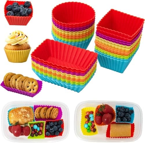 SmartKitch Silicone Cupcake Liners & Muffin Cups - 36pcs Non-Stick Silicone Lunch Box Dividers & Bento Box Accessories - Image 1