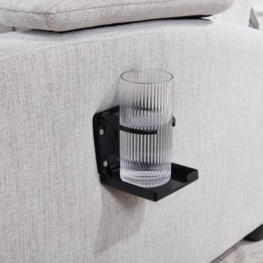 Softa Recliner Chair with Cup Holder and Headrest Cloth for Adults, Fabric Small Reclining Chair for Living Room, Adjustable Modern Armchair with Extended Footrest for Bedroom(Light Gray) - Image 3