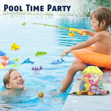 CozyBomB™ Magnetic Fishing Toys Game Set for Kids | Water Table Bathtub Kiddie Pool Party & Pole Rod Net, Plastic Floating Fish Toddler Color Ocean Sea Animals Birthday Age 3 4 5 6 Year - Image 4
