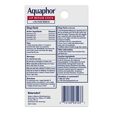Aquaphor Lip Balm Set with Jojoba Oil and Shea Butter, Lip Repair Stick (2 x 0.17 Oz) + Repair Stick with Sunscreen SPF 30 (2 x 0.17 Oz), Fragrance Free, Paraben Free, Immediately Relieves Dryness - Image 13