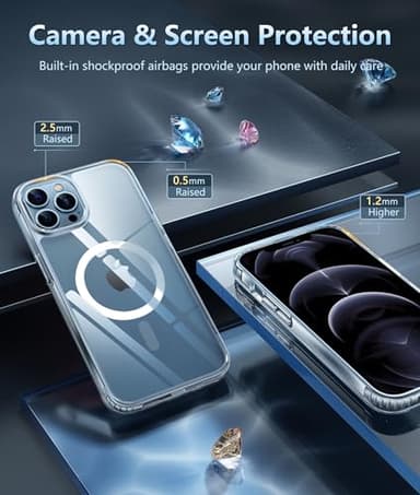 FNTCASE for iPhone 12 Pro-Max Case: Strong Magnetic Anti Yellowing Slim Clear Case | Military Grade Protective & Shockproof Drop Protection Thin Transparent Phone Cover(Q-Clear) - Image 4