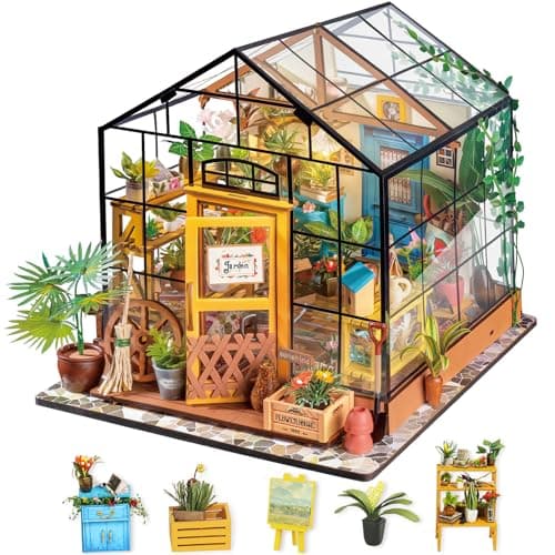 Rolife DIY Miniature House Kit-Mini Diorama 1/18 Greenhouse Dollhouse Building Kit with LED, Crafts for Adults Christmas Birthday Gift for Women Adults Dad Mom Home Decor (Cathy's Flower House) - Image 1