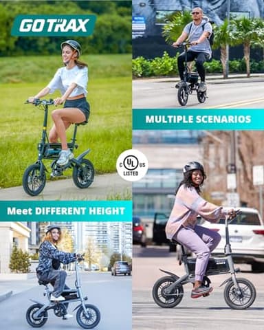 Gotrax Nano 14" Folding Electric Bike, Max Range 25Miles(Pedal-Assist) & Max Speed 15.5Mph, Power by 350W Motor, Adjustable Seat & Dual Fenders, Commuter Electric Bicycle for Adults/Teens White - Image 6