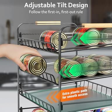 MAXIFFE 4 Tier Can Organizer for Pantry, Space-Saving Adjustable Easy Assembly Metal Sturdy Hold 48 Cans Storage Rack Holder Dispenser for Kitchen Countertop Cabinet RV, for Soda Drinks Fruits, Black - Image 3