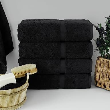 Chakir Turkish Linens | Hotel & Spa Quality 100% Cotton Premium Turkish Towels | Soft & Absorbent (4-Piece Bath Towels, Black) - Image 2