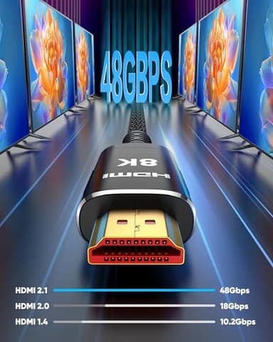Snowkids Long HDMI Cable 35 ft, 8K 48Gbps Ultra High-Speed HDMI 2.1 Cables Cord, 10K 8K@60Hz, 4K@120Hz Compatible for TV/Laptop/Monitor/PS-5/X-box/Projector/Entertainment, Sound System & More - Image 4
