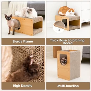 EHEYCIGA Cardboard Cat Scratcher House, 17-Inch Corrugated Cat Scratcher for Indoor Cats, Kitten Scratching Board Pad, Brown - Image 5