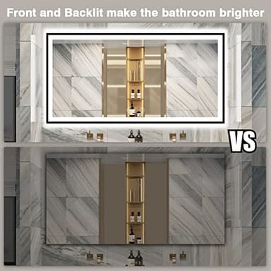 EchosLife 72x36 Bathroom Mirror With Lights - Black Aluminum Framed (Front and Backlit), Anti-Fog LED Lighted Bathroom Mirror,Stepless Dimmable Vanity Mirror,3 Colors Smart Mirror(Horizontal/Vertical) - Image 6