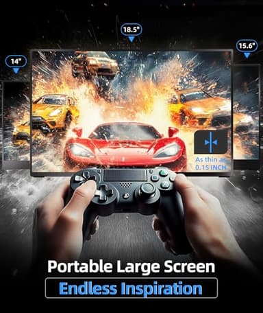 Ingnok Portable Monitor, 18.5 Inch FHD 1080P 100% sRGB Laptop Screen Extender USB C HDMI Portable Gaming Monitor w/Smart Cover & Speakers, External Monitor for Laptop Mac PC - Image 3