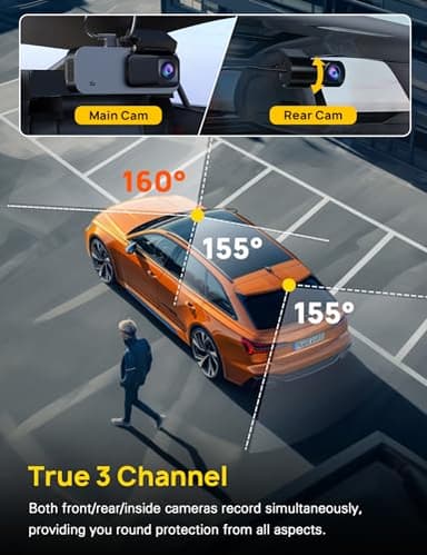 Anyski 3 Channel 4K Dash Cam Front and Rear Inside, Built-in 5G WiFi, 4K+1080P+1080P Dash Camera for Cars with 64GB Card, Dashcam with Loop Recording, G-Sensor, 24H Parking Monitor, Silver - Image 8
