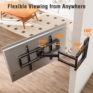 ELIVED Long Arm TV Wall Mount for Most 42-75 Inch TVs, 37.9 Inch Long Extension Corner TV Mount, Full Motion Wall Mount tv Bracket Swivel and Tilt, Holds up to 99 lbs. Max VESA 600x400mm, YD3038 - Image 2